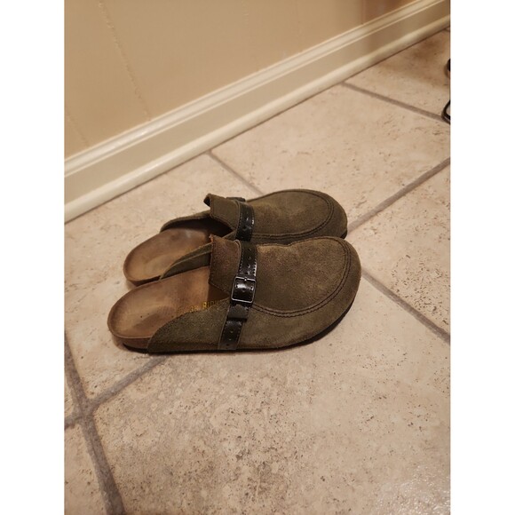Birkenstock Women's "Eaton" Olive Green Suede Clog Mules Size 38 US 7.5 - Picture 2 of 10